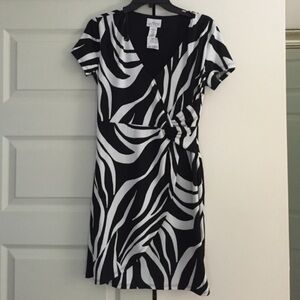 Black and White Zebra Print Wrap Dress